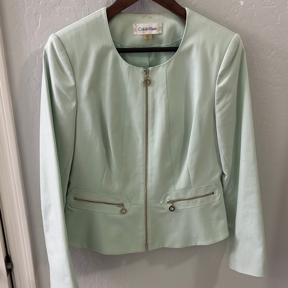Calvin Klein Green Blazer Tailored Suit Jacket